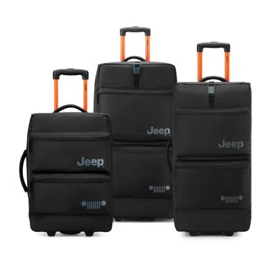 Delsey Jeep Jsoo6b 3-piece Rolling Duffel Set With Carry-on, Medium & Large Duffel Bags In Black