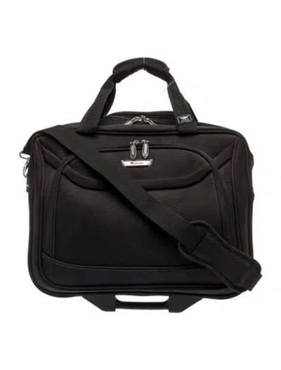 Pre-owned Delsey Nylon Messenger Bag In Black