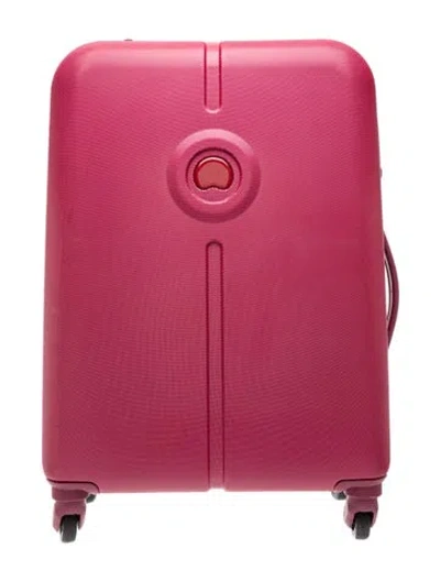 Pre-owned Delsey Nylon Roller Suitcase In Red