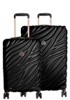 Delsey Paris Alexis Hardside 2-piece (21"/25") Expandable Spinner Luggage Set In Black/rose Gold