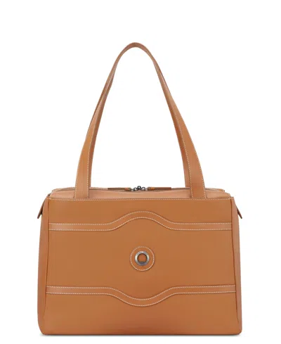 Delsey Paris Chatelet 16.25" Leather Tote In Orange