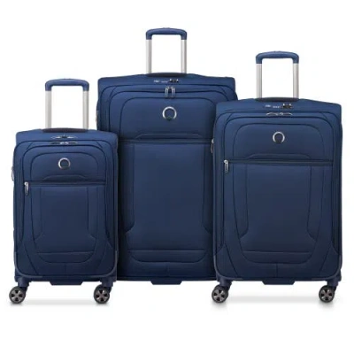 Delsey Paris Helium Dlx 3-piece Set (20/25/29) Softside Expandable Luggage With Spinner Wheels In Blue
