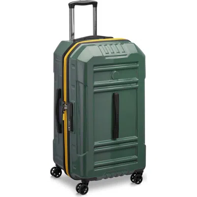Delsey Paris Rempart Checked Medium Hardside Expandable Luggage Trunk With Spinner Wheels In Army Green