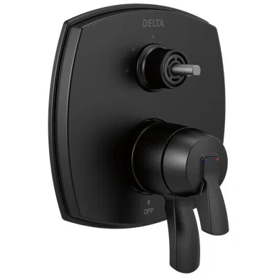 Delta 17 Series Integrated Diverter Trim With Three Function Diverter Less Diverter Handle In Matte Black