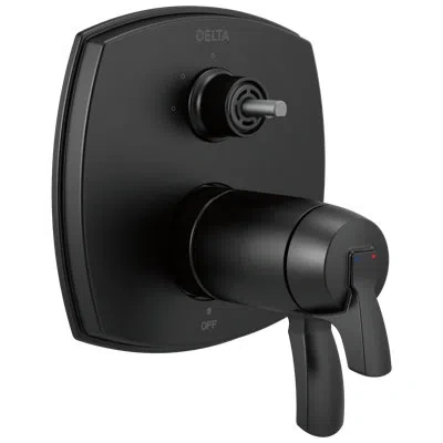 Delta 17 Thermostatic Integrated Diverter Trim With Three Function Diverter Less Diverter Handle In Matte Black