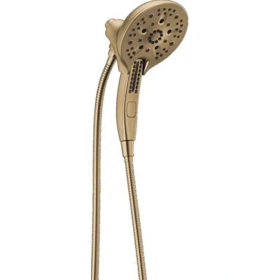 Delta 2.5 Gpm Rain Dual Shower Head With H2okinetic Technology In Champagne Bronze