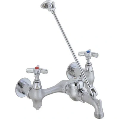 Delta 28t Series Wall Mount Garage Faucet With Vacuum Breaker Spout And Double Cross Handle In Silver