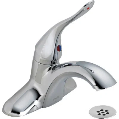 Delta 7.5" W Centerset Lavatory Faucet With Grid Strainer In Chrome