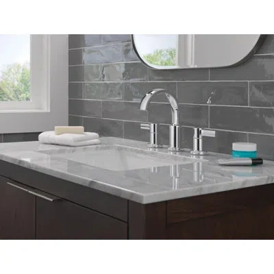Delta Albion Widespread Bathroom Faucet 3 Hole, 2-handle Bathroom Sink Faucet With Drain Assembly In Chrome