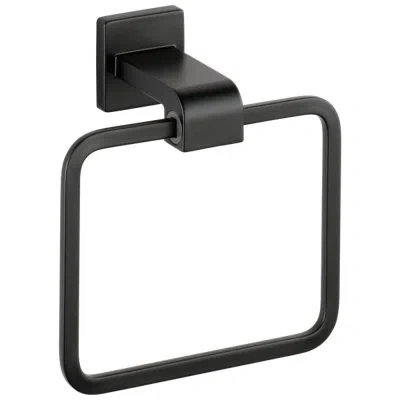 Delta Ara Wall Mount Square Closed Towel Ring Bath Hardware Accessory In Matte Black