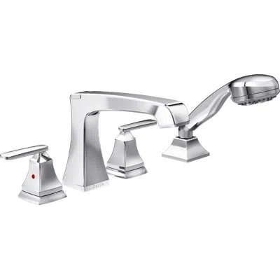 Delta Ashlyn Double Handle Deck Mounted Roman Tub Faucet Trim With Handshower In Chrome