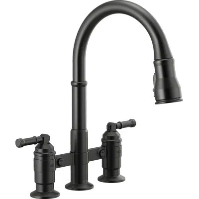 Delta Broderick Pull Down Two Handle Bridge Kitchen Faucet