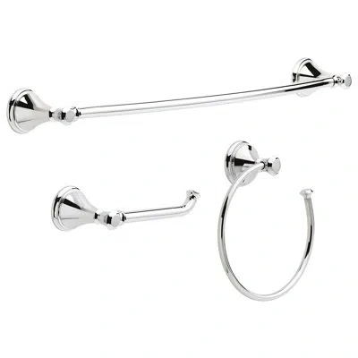 Delta Cassidy 3-piece Bath Hardware Set With 24 In. Towel Bar, Toilet Paper Holder, Towel Ring In Polished Chrome