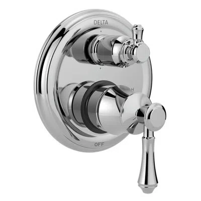 Delta Cassidy Monitor 14t Series Pressure Balance Valve Faucet Trim With Double Lever Handle In Chrome