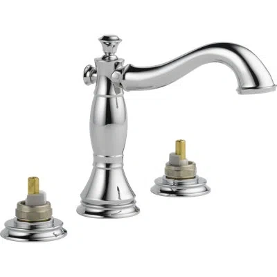 Delta Cassidy™ Widespread Bathroom Faucet With Drain Assembly In Silver