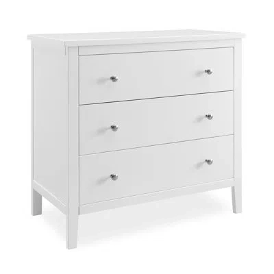 Delta Children Campbell 3 Drawer Dresser With Interlocking Drawers, Bianca White
