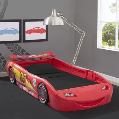 Delta Children Cars Lightning Mcqueen 2-piece Twin Bedroom Furniture Set – Includes Twin Race Car Bed And Twin Matt In Red