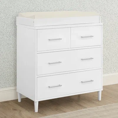Delta Children Classic 4 Drawer Dresser With Changing Top And Interlocking Drawers, Bianca White