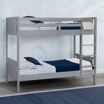Delta Children Convertible Twin Over Twin Wood Bunk Bed With Ladder And Guardrails – Use As Bunk Bed Or 2 Stand-alo In Gray