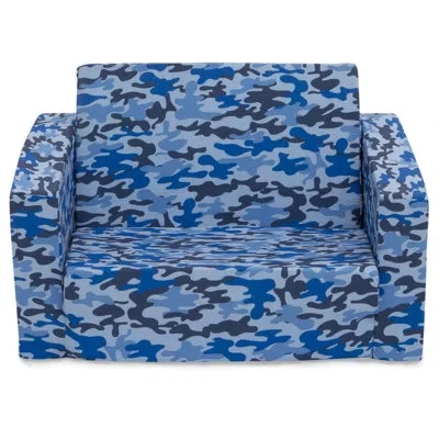 Delta Children Cozee Camo Polyester Twill 2-in-1 Convertible Sofa To Lounger In Blue