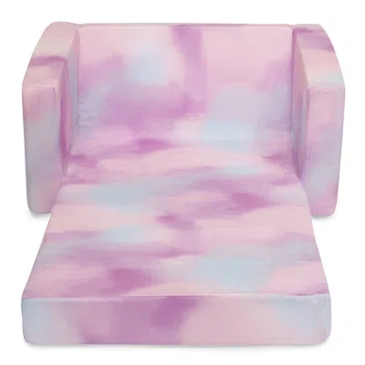 Delta Children Cozee  Tie-dye Polyester Twill 2-in-1 Convertible Sofa To Lounger In Pink