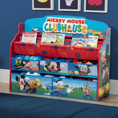 Delta Children Deluxe Fabric Toy Organizer With Bins In Blue;red