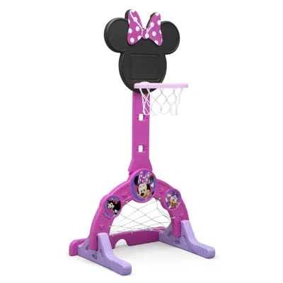 Delta Children - Disney Minnie Mouse 4-in-1 Sports Center – Adjustable Easy Score Basketball Hoop, Soccer/hockey Ne In Black;white;pink