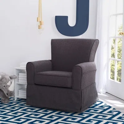 Delta Children Epic Swivel Glider In Charcoal With Charcoal Welt