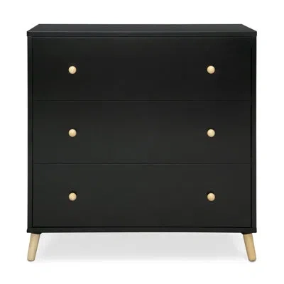 Delta Children Essex 3 Drawer Dresser With Interlocking Drawers, Ebony/natural In Black