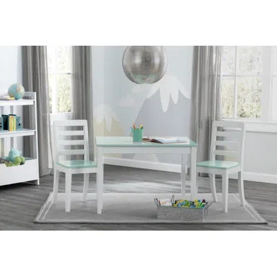 Delta Children Gateway Table & 2 Chair Set, Greenguard Gold Certified In White,aqua