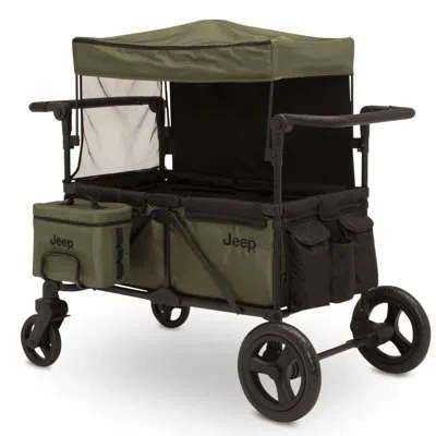 Delta Children Jeep Deluxe Wrangler Stroller Wagon With Cooler Bag And Parent Organizer By  In Black,green