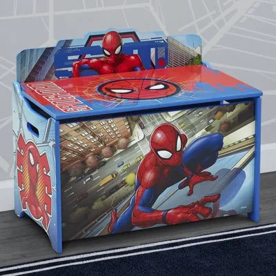 Delta Children Marvel Spider-man Deluxe Toy Box In Blue;red