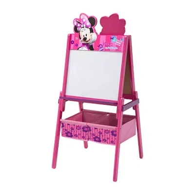 Delta Children Minnie Mouse Wooden Double-sided Activity Easel Minnie Mouse Easel In Pink