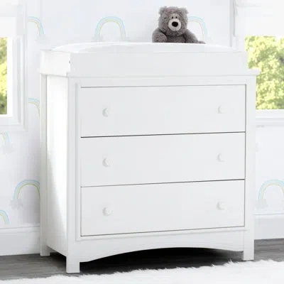 Delta Children Perry 3 Drawer Dresser With Changing Top And Interlocking Drawers In Bianca White