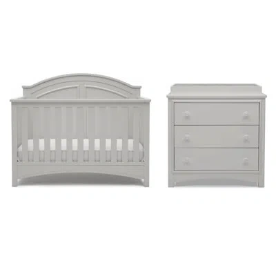 Delta Children Perry Convertible 2-piece Nursery Furniture Set. Moonstruck Grey In Gray