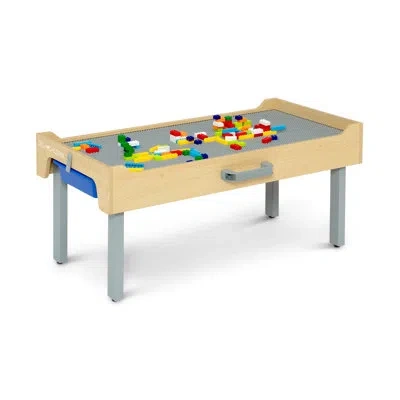 Delta Children Play N Store Building Bricks Play Table With 100+ Play Bricks Included In Gray