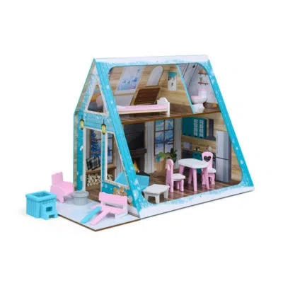 Delta Children Ski Chalet A-frame Dollhouse - Includes 15 Accessories In Blue