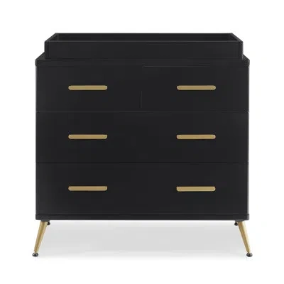 Delta Children Sloane 4 Drawer Dresser With Changing Top And Interlocking Drawers In Black