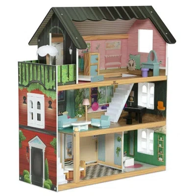 Delta Children South Beach Dollhouse - 3-story Dollhouse With 4 Rooms - Includes 16 Accessories - Fits 5-inch Dolls In Pink