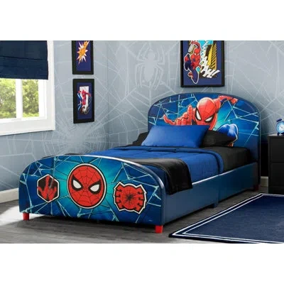 Delta Children Spider-man 2-piece Twin Bedroom Furniture Set – Includes Upholstered Twin Bed And Twin Mattress In Blue