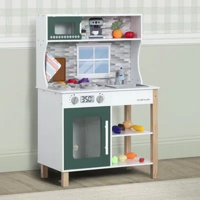 Delta Children Tiny Chef Play Kitchen - Toy Kitchen Playset With Realistic Knobs That Turn/click In Green