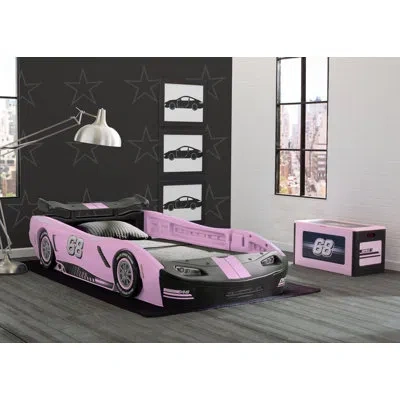 Delta Children Turbo 2-piece Twin Bedroom Furniture Set – Includes Twin Race Car Bed And Twin Mattress In Pink