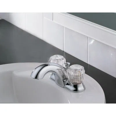 Delta Classic Centerset Bathroom Faucet With Clear Knob Handles Metal Pop-up Drain In Chrome