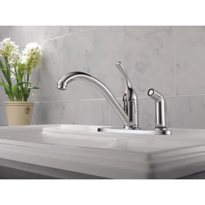 Delta Classic Single Handle Standard Kitchen Faucet With Side Spray And Diamond Seal Technology In Chrome