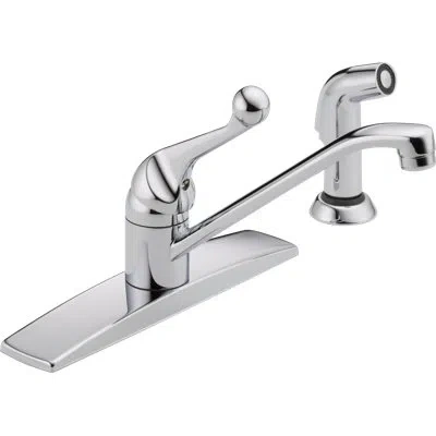 Delta Classic Single-handle Kitchen Sink Faucet With Side Sprayer, 4-hole Kitchen Faucet In Chrome