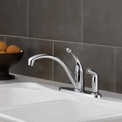 Delta Collins Single Handle Kitchen Faucet With Side Spray And Diamond Seal Technology In Chrome