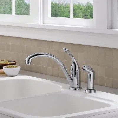 Delta Collins Single Handle Kitchen Faucet With Side Spray In Chrome