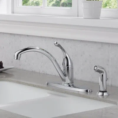 Delta Collins Single-handle Kitchen Sink Faucet With Side Sprayer, 4-hole Kitchen Faucet In Chrome