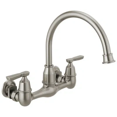 Delta Corin Wall Mount Kitchen Faucet, Two Handle Kitchen Sink Faucet In Stainless
