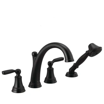 Delta Double Handle Deck Mounted Tub Faucet In Black